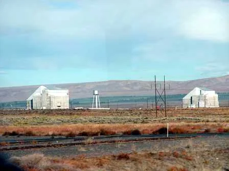 Cocooned Reactors D and DR as seen on October 9th Cocooned Reactors D and DR as seen on October 9th