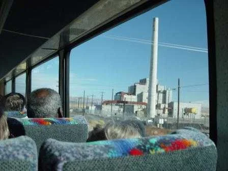 First view of B Reactor from the bus First view of B Reactor from the bus
